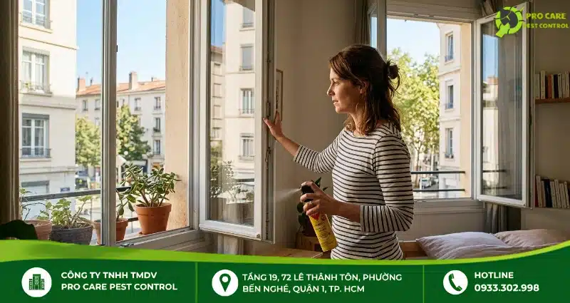 Thông thoáng phòng sau khi xịt thuốc